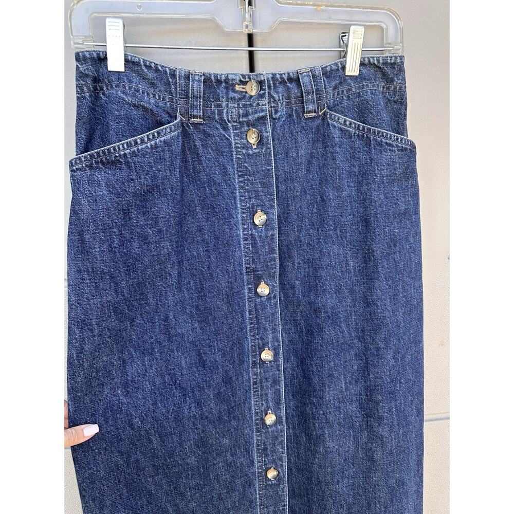 VTG 90s Jones New York Cotton Denim Maxi Skirt full button front Western Y2K Sz4 - Picture 2 of 9